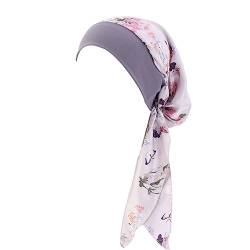 YSTrillion Kopftuch Turban Damen Sommer Bedruckte Schal Turban Kopftücher Headwear Elastische Kopfbedeckung Chemo Damen für Chemo Haarausfall-Purple von YSTrillion