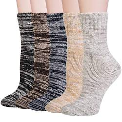 YSense Snug 5 Paar Damen Socken, Damen Wollsocken, Gestrickte Damensocken, Socken mit süßem Muster， Warme Socken Damen für den Winter von YSense Snug