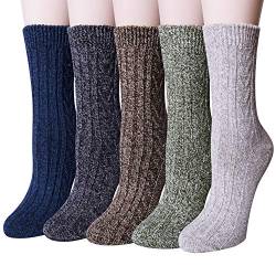 YSense Snug 5 Paar Wollsocken Damen, Warme Socken Damen, Thermosocken, Dicke Socken für den Winter von YSense Snug