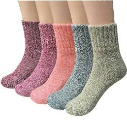 YSense Snug 5 Paar Wollsocken Damen, Warme Socken Damen, Thermosocken, Dicke Socken für den Winter von YSense Snug
