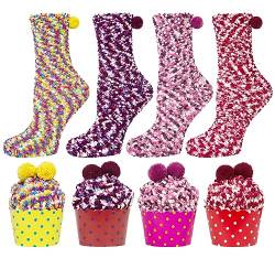 YSense Snug Geschenke für Frauen Kuschelsocken Damen Winter Warme Cupcake Flauschige Kuschelsocken Weihnachtsgeschenke Kuschelsocken Damen 39-42 Valentinstag Geburtstagsgeschenk MEHRWEG von YSense Snug