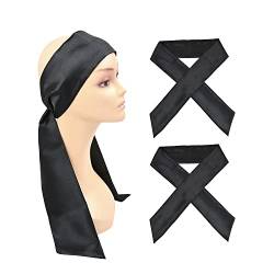 Satin Edge Schal für Perücken Grip Damen Stirnbänder für Lace Front Perückenfixierung Make-up Sport Yoga Gesichtsbehandlung (2 Stück，Schwarz) von YTBYT
