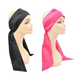 Satin Edge Schal für Perücken Grip Damen Stirnbänder für Lace Front Perückenfixierung Make-up Sport Yoga Gesichtsbehandlung (Schwarz+Rose) von YTBYT