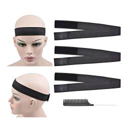 Wig Edge Elastic Band Verstellbarem Gummiband Mode-Stirnbänder zur Herstellung von Perücken mit rutschfestem Band Gummiband (3 Stück, Breite 1.4 Zoll / 3.5 cm) von YTBYT