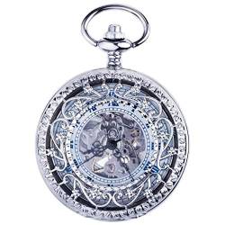 Taschenuhr Damen Taschenuhren Automatische Mechanische Taschenuhr Retro Clamshell geschnitzt Hohl Taschenuhr Sweater Kette Dekorative Taschenuhr Herren Taschenuhren von YTGLQAZ