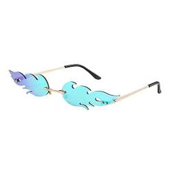 Flammen Sonnenbrille Fashion Rahmenlos Feuer Flammen Brille Mode Party Frauen MäNner, blau von YTJHFA