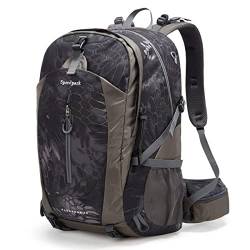 YTL Wasserdichter Wanderrucksack für Herren Damen 40L leichte Outdoor-Tasche Rucksack geeignet für Reisen und Camping，Schwarze Tarnung（misst 21,3 x 13,8 x 9,1 Zoll） von YTL