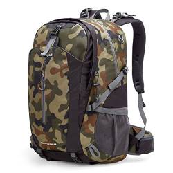YTL Wasserdichter Wanderrucksack für Herren Damen 40L leichte Outdoor-Tasche Rucksack geeignet für Reisen und Camping ，Tarnung（misst 21,3 x 13,8 x 9,1 Zoll） von YTL