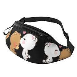 White Bear Bauchtasche mit braunem Bär, für Damen und Herren, Hüfttasche, für Reisen, Yoga, Fitnessstudio, für Outdoor, Workout, Sport, Reisen, Laufen, Schwarz , Einheitsgröße von YTORA