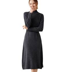 Plus Longer Pure Goat Cashmere Strickkleid Frauen Warm Damen Pullover, dunkelgrau, Mittel von YTR6RTW