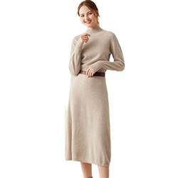Plus Longer Pure Goat Cashmere Strickkleid Frauen Warm Damen Pullover, khaki, Mittel von YTR6RTW