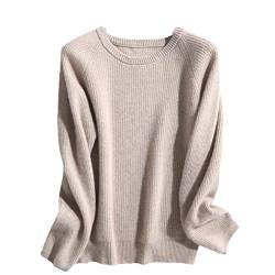 YTR6RTW Damen Pullover O-Ausschnitt Herbst Winter Langarm Lose Gestrickt Weich Female Sweater Frauen Pullover, hautfarben, S von YTR6RTW