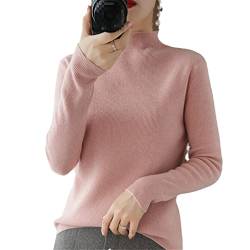 YTR6RTW Halber Rollkragen Kaschmir Pullover Damen Winter Kaschmir Pullover Strick Damen Langarm Dicker Lose Pullover, rose, L von YTR6RTW