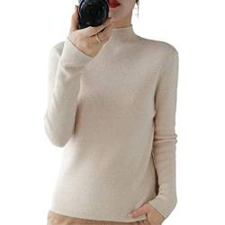 YTR6RTW Halber Rollkragen Kaschmir Pullover Damen Winter Kaschmir Pullover Stricken Weiblich Langarm Dicker Lose Pullover, natur, L von YTR6RTW