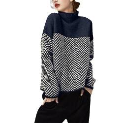 Autunno Inverno Maglione Collo Alto Moda Casual Maglione Caldo Donna Allentato All-Fiammifero Lavorato A Maglia Pullover Top von YTR6TW