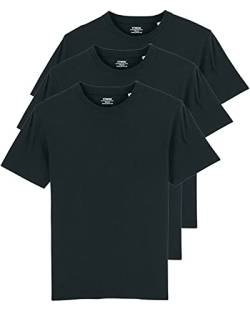 YTWOO 3er Herren Basic Premium Bio T-Shirt in Mehrfachpack, Schweres Männer T-Shirt aus Baumwolle (Bio) in 3er Pack. Heavy Bio Shirts in 3er Set (L, Schwarz) von YTWOO