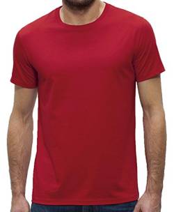 YTWOO Herren Rundhals Tshirt aus 100% Bio-Baumwolle- in diversen Farben Schwarz und Weiß bis 2XL - Organic (XL, Rot) von YTWOO