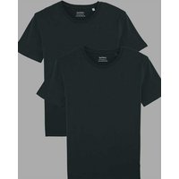 YTWOO T-Shirt Unisex, 2er Pack Basic T-Shirt Schwarz, mittelschwer (Spar-Set, 2er-Pack) von YTWOO