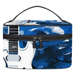 Reise-Make-up-Tasche, Reise-Kulturbeutel für Damen, Finnland-Flagge, Gitarre, Musik, Kosmetiktasche von YTYVAGT