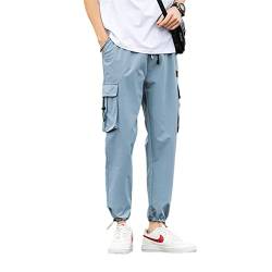 Streetwear Männer Multi -Taschen Cargo Harem Hosen Hip Hop lässige männliche Trackhose Jogger Hosen Männer Hosen Sky Blue S von YUAN YUAN