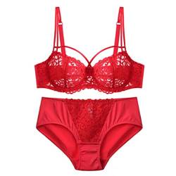 YUANCHNG Dessous Set BH und Höschen Slip Damenunterwäsche Femme Vintage Front Cross Elegant von YUANCHNG