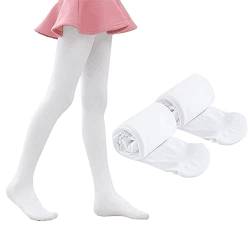 YUANJ Ballettstrumpfhose Mädchen 2er Pack Weiße Strumpfhose Mädchen Strumpfhose Kinder Tanzstrumpfhose Mädchen für Ballett Gymnastik Tanz Sport (Weiß, 3-5 Jahre alt) von YUANJ