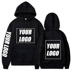 YUANOU Personalisierte Hoodie Sweatshirt für Paare-Fügen Sie Ihre Eigenen Foto/Text/Logo Design DIY Pullover Black,3XL von YUANOU