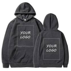 YUANOU Personalisierte Hoodie Sweatshirt für Paare-Fügen Sie Ihre Eigenen Foto/Text/Logo Design DIY Pullover Dark Grey,M von YUANOU