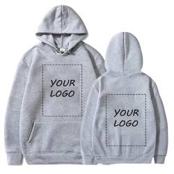 YUANOU Personalisierte Hoodie Sweatshirt für Paare-Fügen Sie Ihre Eigenen Foto/Text/Logo Design DIY Pullover Gray,4XL von YUANOU