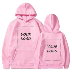 YUANOU Personalisierte Hoodie Sweatshirt für Paare-Fügen Sie Ihre Eigenen Foto/Text/Logo Design DIY Pullover Pink,L von YUANOU