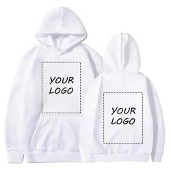 YUANOU Personalisierte Hoodie Sweatshirt für Paare-Fügen Sie Ihre Eigenen Foto/Text/Logo Design DIY Pullover White,L von YUANOU