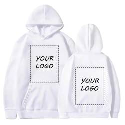 YUANOU Personalisierte Hoodie Sweatshirt für Paare-Fügen Sie Ihre Eigenen Foto/Text/Logo Design DIY Pullover White,XL von YUANOU