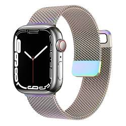 Metall Armband Kompatibel mit Apple Watch Armband 38mm 40mm 41mm 42mm 44mm 45mm 49mm, Edelstahl Mesh Magnetverschluss Ersatzarmband für iWatch Series 8/7/SE/6/5/4/3/Ultra-Bunt,38mm 40mm 41mm von YUANYHE