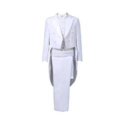 Herren Smoking Anzüge Slim Fit Formal Magic Show Kostüm Frack Jacke Cosplay Verkleidung Jacke Prince Party Tux Stickerei Blazer Mäntel, weiß, L von YUDATPG