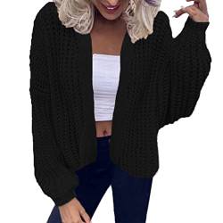 YUE Strickjacke Damen Grobstrick-Cardigan Strickjacke Kimono Cardigan Elegant Open Front Strickpullover Kabel Stricken Sweater Dünne Jacke Schulterjacke Freizeit Longstrickjacke von YUE