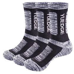 YUEDGE 3 Paar Damen Wandersocken Atmungsaktive Sport Socken Trekkingsocken für Outdoor-Aktivitäten (Size WL Schwarz) von YUEDGE