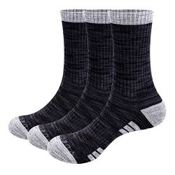 YUEDGE 3 Paar Herren Wandersocken Atmungsaktiv Hochleistung Trekking Camping Outdoor Sport Socken, Dunkelgrau, XL von YUEDGE