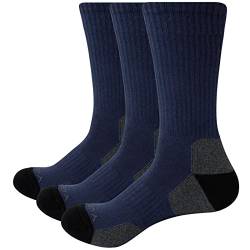 YUEDGE 3 paar Wandersocken Trekkingsocken für Herren Atmungsaktiv Sportsocken Hochleistung, Blau, L (Herren Schuh 39-44,5 EU Größe) von YUEDGE