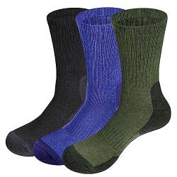 YUEDGE 3 paar Wandersocken Trekkingsocken für Herren Atmungsaktiv Sportsocken Hochleistung, Olivgrün/Blau/Schwarz, L (Herren Schuh 38,5-43,5 EU Größe) von YUEDGE