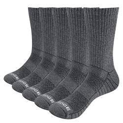 YUEDGE 5 Paar Sportsocken für Damen Atmungsaktiv Sport Crew Socken Hochleistung 35-40, Gepolstert, Anti Schweiß, Gekämmte Baumwolle (Schwarz/Weiße/Dunkelgrau) von YUEDGE