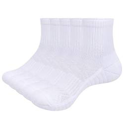 YUEDGE 5 Paar Sportsocken für Damen Atmungsaktiv Trainer Sport Sneakers Socken Hochleistung 35-40, Gepolstert, Anti Schweiß, Gekämmte Baumwolle (Weiße Socken) von YUEDGE