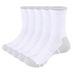 YUEDGE 5 Paar Sportsocken für Damen Atmungsaktiv Trainer Sport Sneakers Socken Hochleistung 36-40, Gepolstert, Anti Schweiß, Gekämmte Baumwolle (Weiß Socken) von YUEDGE