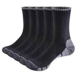 YUEDGE 5 Paar Sportsocken für Männer Socken Atmungsaktiv Trekking Herren Wandersocken Trekkingsocken Hochleistung Funktionssocken 39-42 (Schwarz Socken) von YUEDGE