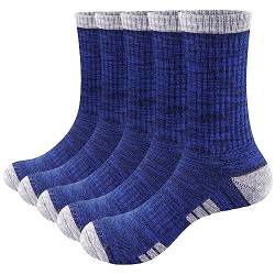 YUEDGE 5 Paare Baumwolle Sportsocken für Herren Atmungsaktiv Wicking Warme Arbeitssocken Wandersocken Trekkingsocken Hochleistung 37-42, Size ML von YUEDGE