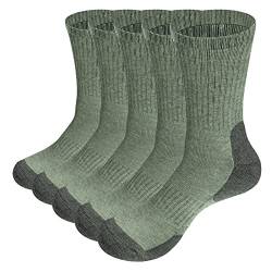 YUEDGE 5 paar Sportsocken für Herren Atmungsaktiv Hochleistung Wandersocken Trekkingsocken 38-42, Size ML, Olivgrün von YUEDGE