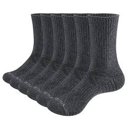 YUEDGE 6 Paar Herren Wandersocken Atmungsaktiv Hochleistung Trekking Camping Outdoor Sport Socken (XL), Grau von YUEDGE