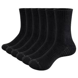 YUEDGE 6 Paar Socken für Männer Atmungsaktiv Trekking Wandersocken Herren SportSocken (L), 5*schwarz von YUEDGE