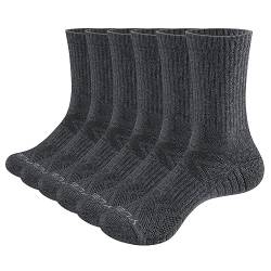 YUEDGE 6 Paar Socken für Männer Atmungsaktiv Trekking Wandersocken Herren SportSocken (XXL, Grau) von YUEDGE