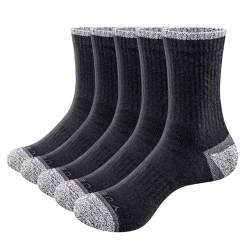 YUEDGE Damen Walking Sportsocken Schwarz Baumwolle gepolsterte Crew Socken Dicke thermische warme Socken für Frauen Damen 38-46, 5-Paare...… von YUEDGE