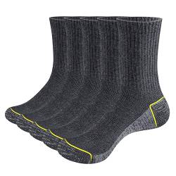 YUEDGE Herren Grau Arbeitssocken Baumwolle Crew Socken Für Altag Und Freizeit Schlichte Socken Für Männer 38-46, 5-Paar… von YUEDGE